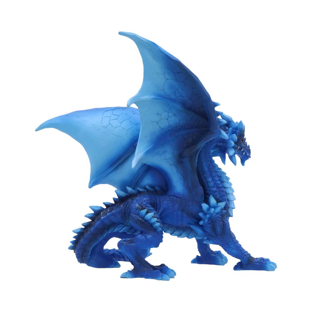 Yukiharu Dragon Figurine showing the expansive wings, detailed icy blue scales, spiked tail, and premium hand-painted resin craftsmanship.