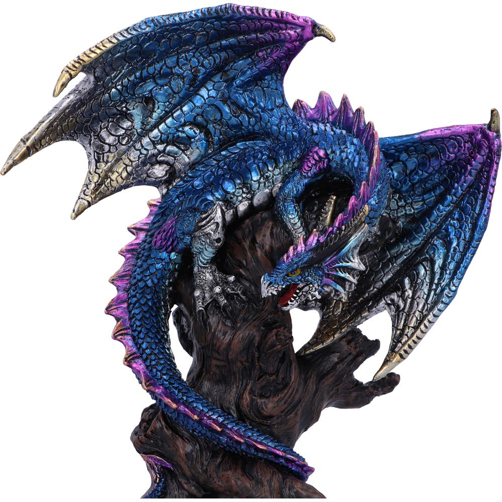 Metallic dragon tree statue