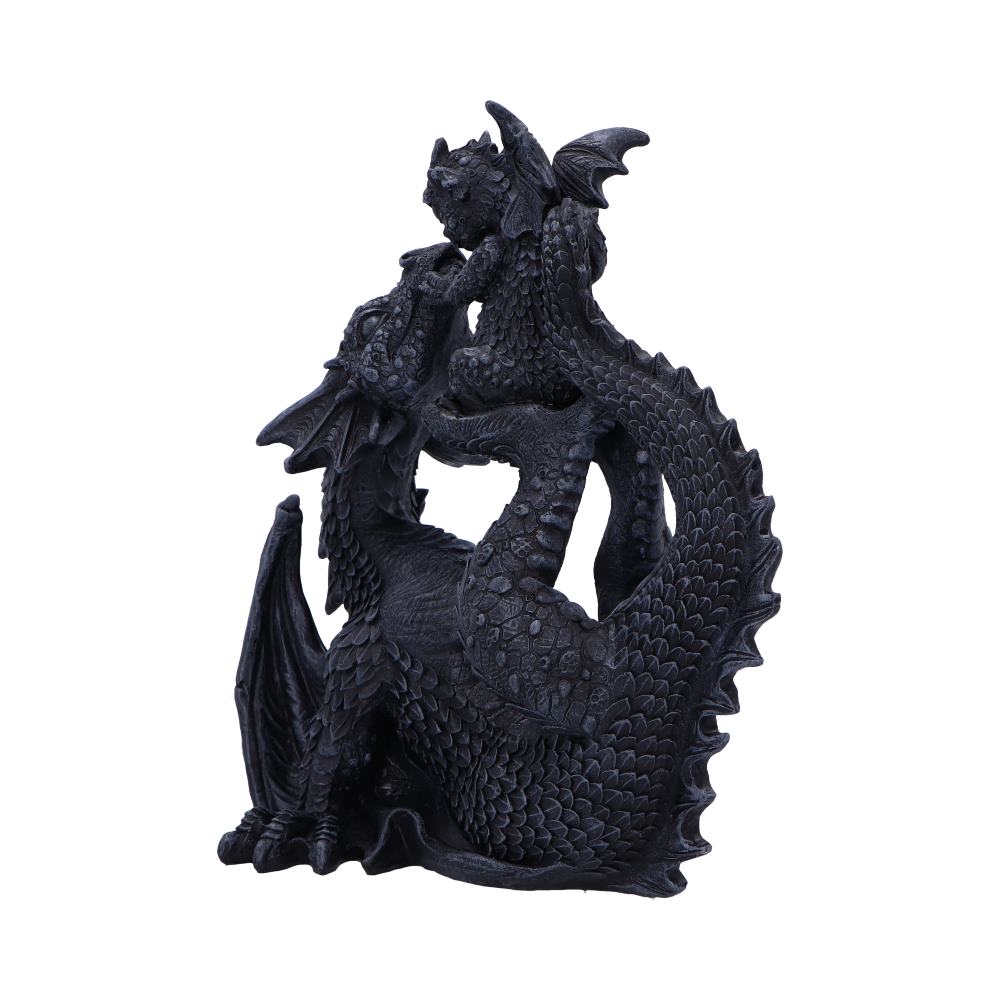 Side view of hand-painted Drakaina and Dragonling dragon ornament