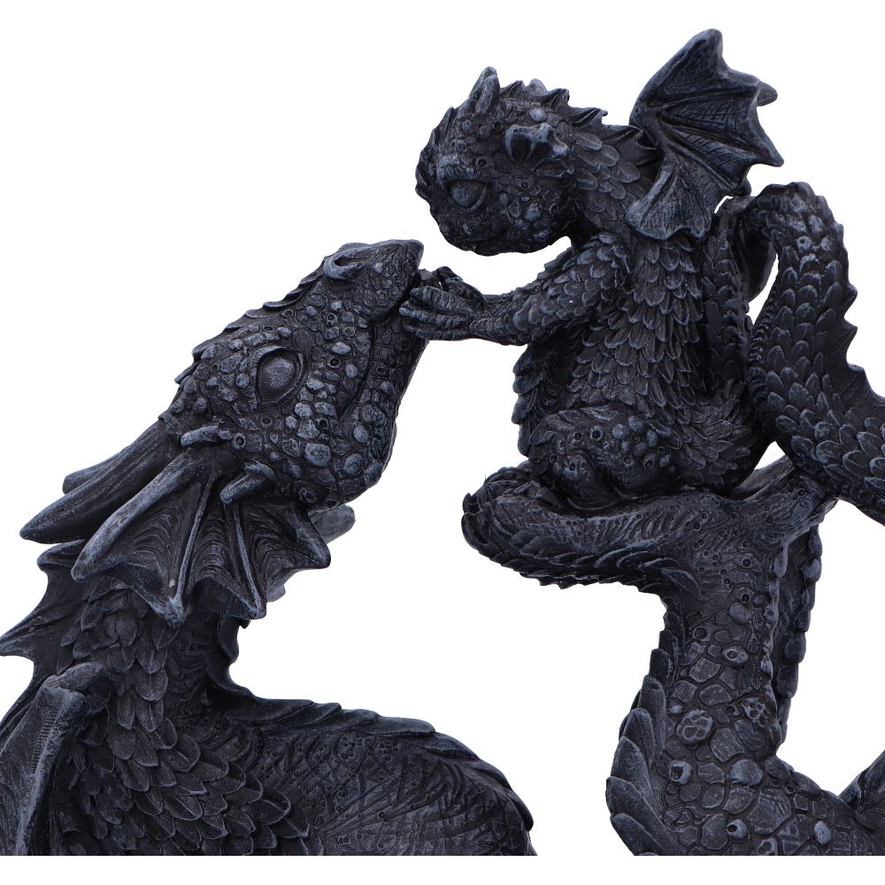 Black drakaina and baby dragon statue