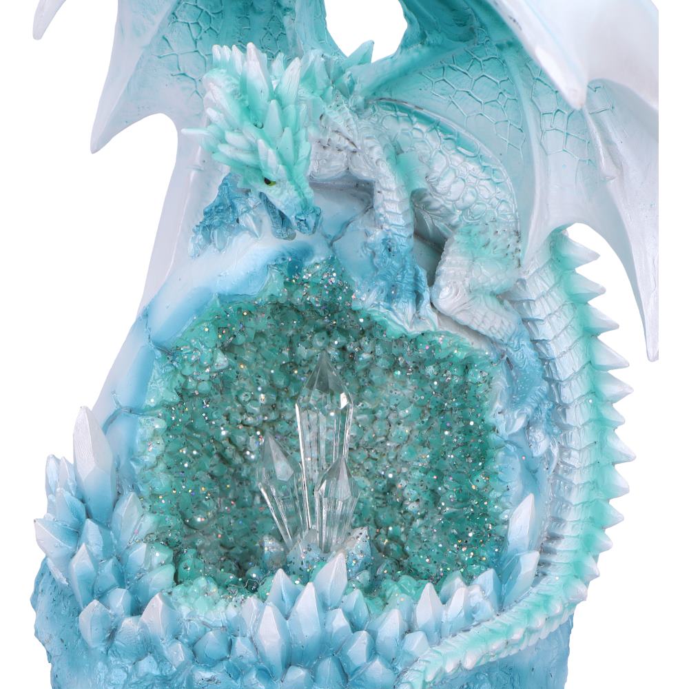 Blue dragon on glowing geode
