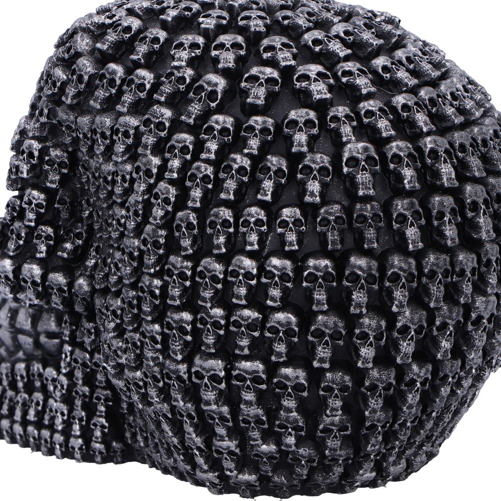 Intricate miniature skulls forming the Crania 15cm sculpture with black finish