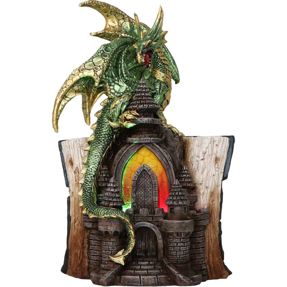 Hand-painted Green dragon castle guardian figurine
