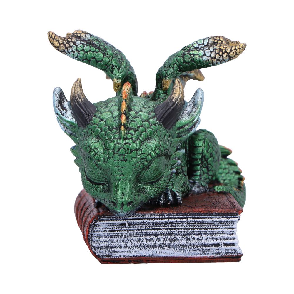 Green dragon on red spellbook