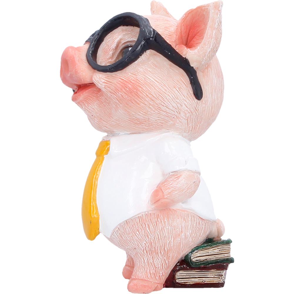 Pig ornament side view showing outfit and pose