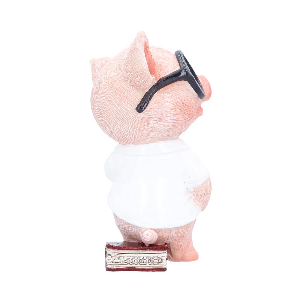Pig ornament side view showing outfit and pose