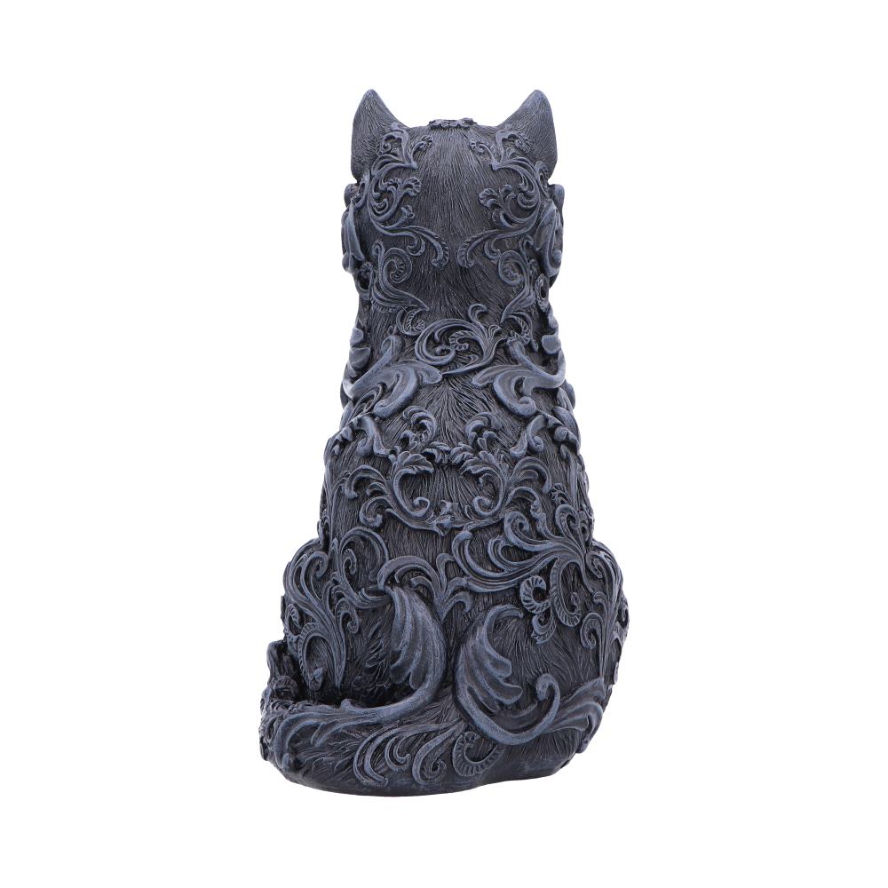 Black cat ornament back view with intricate patterns