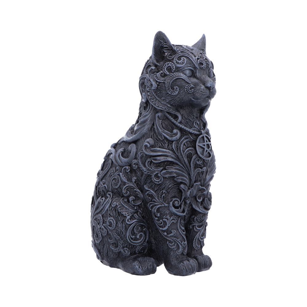 Hand-painted black cat figurine with gothic design