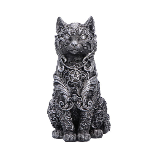 Hexbound Familiar silver cat figurine 23cm gothic ornament