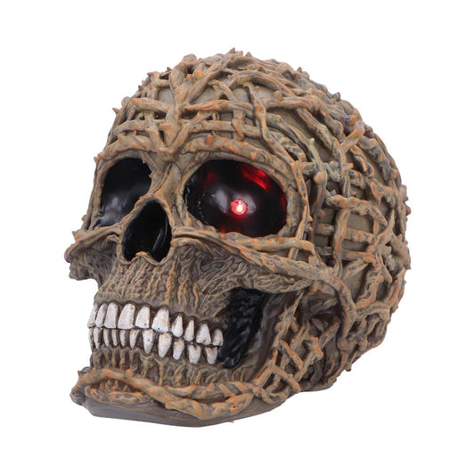 Gothic skull ornament with glowing red LED eyes