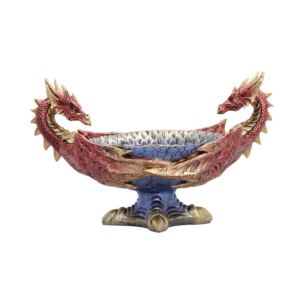 Dragon bowl with twin red dragons and gold detail