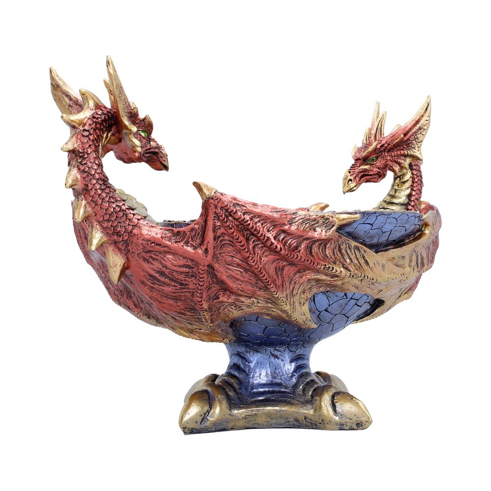 Fantasy decorative bowl side view showing dragon wings