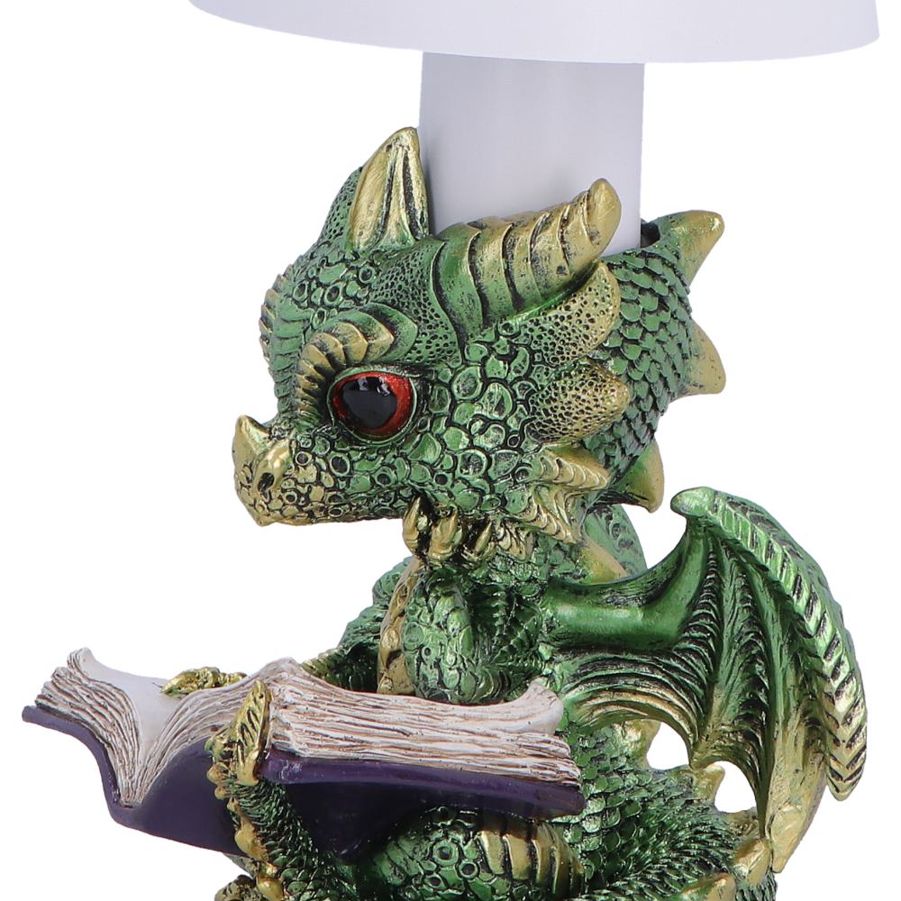 Hand-painted dragon lamp with gold accents