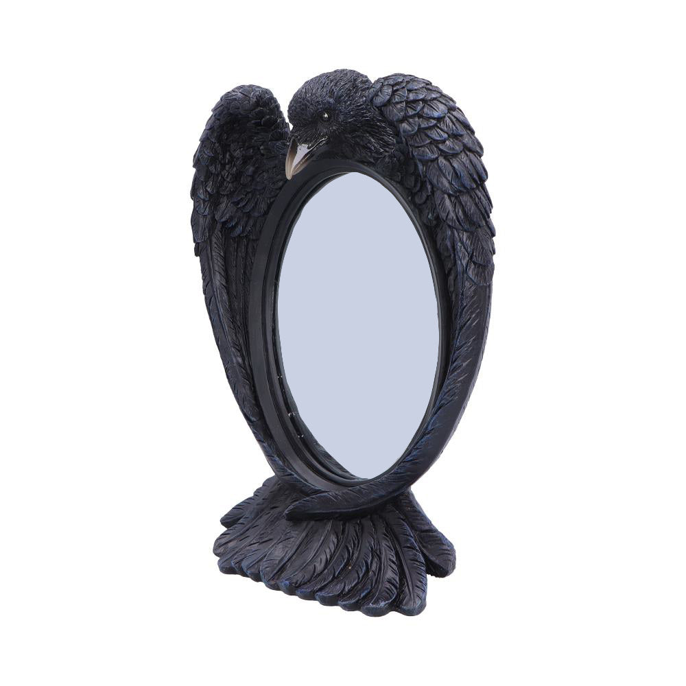 Side view of Nevermore Reflection raven mirror