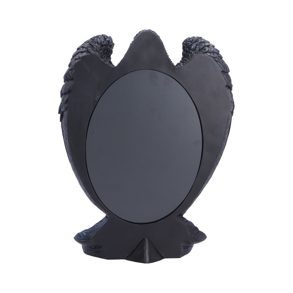 Back view of Nevermore Reflection raven mirror showing design