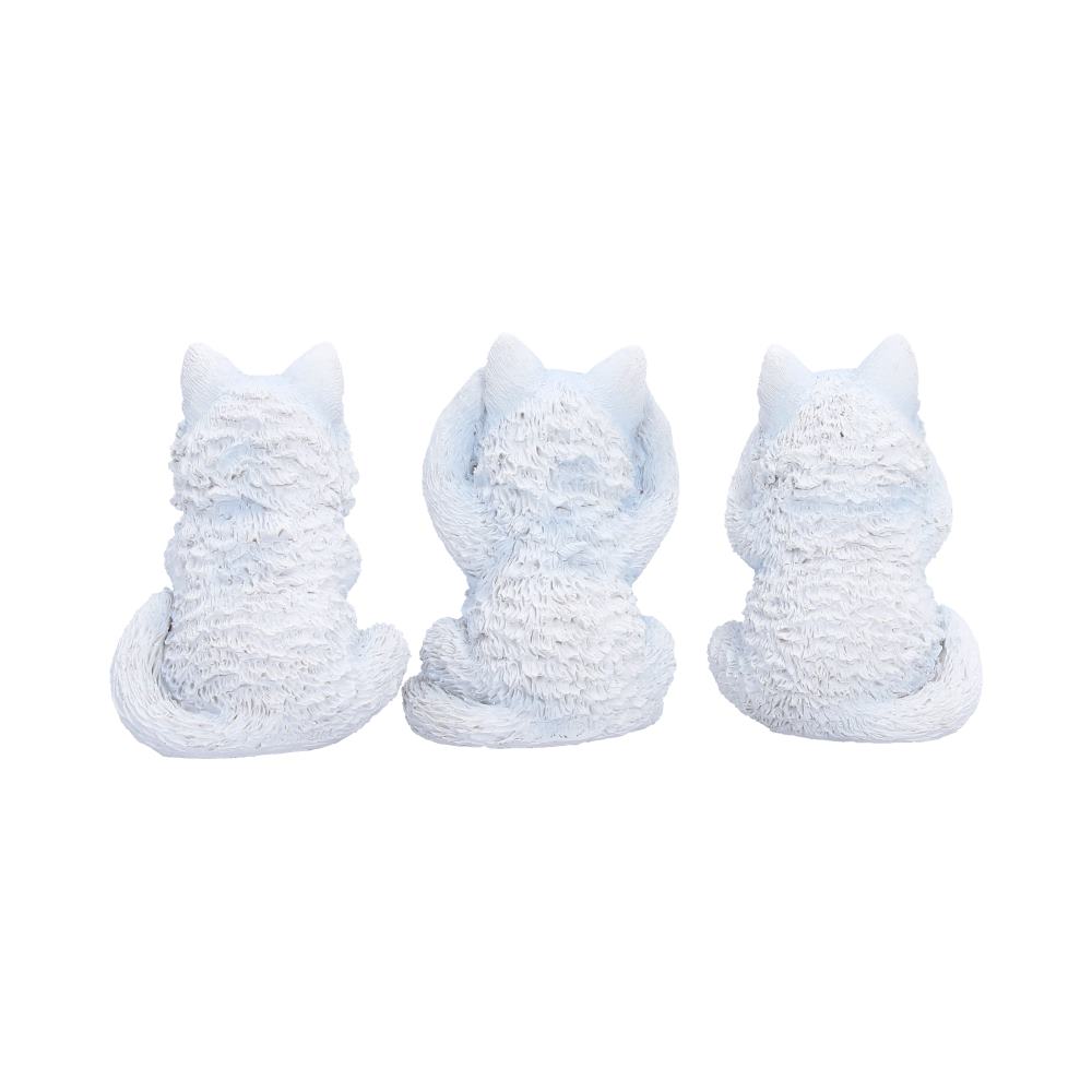 Back view of Three Wise Wolf Pups figurines showing detail