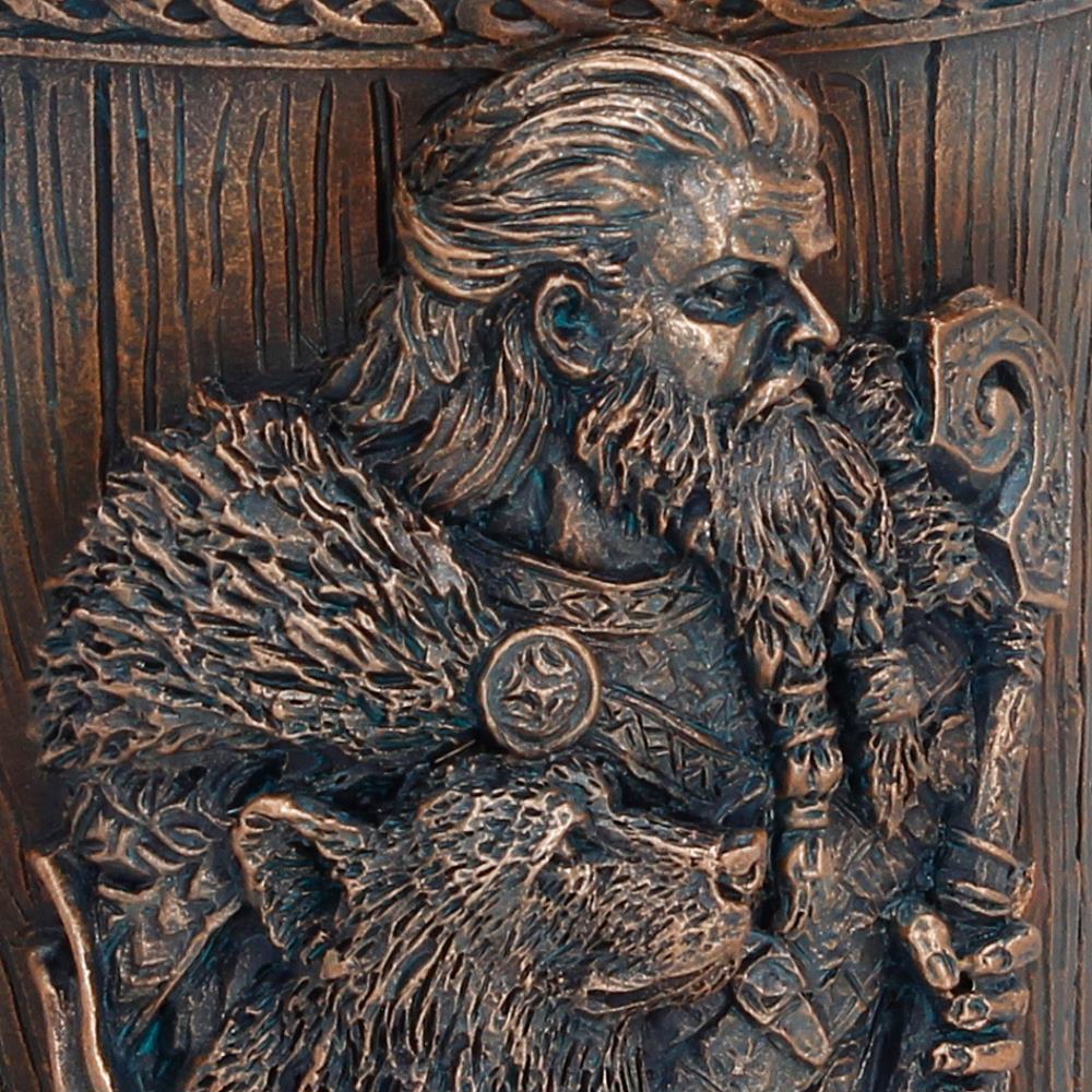 Close-up of Viking design on tankard detail