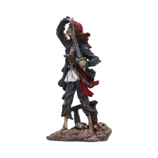 Forsaken Sailor figurine showing tattered clothing and exposed skeletal bones holding a sword aloft, standing on a rocky base