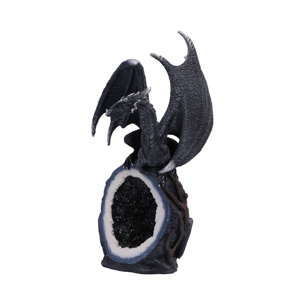 Side view of Midnight Crystal Overseer 22.6cm Gothic dragon ornament