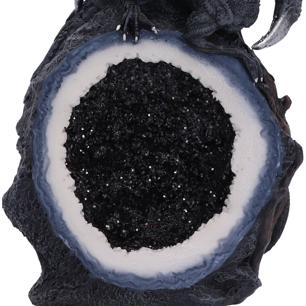 Close-up of the open geode crystal base on the Midnight Crystal Overseer figurine