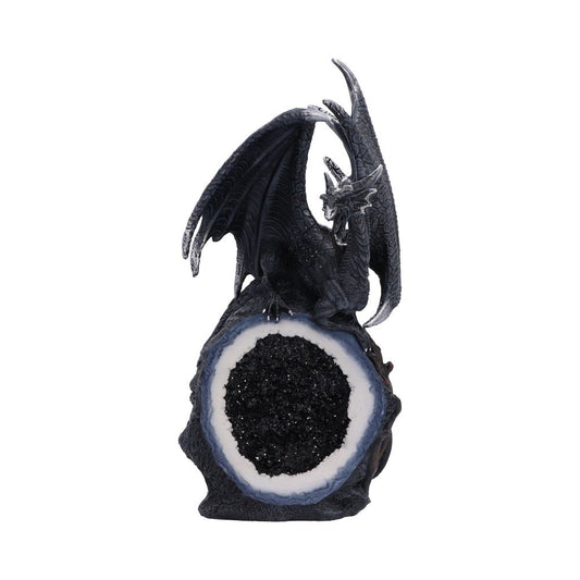 Midnight Crystal Overseer black dragon figurine with silver accents