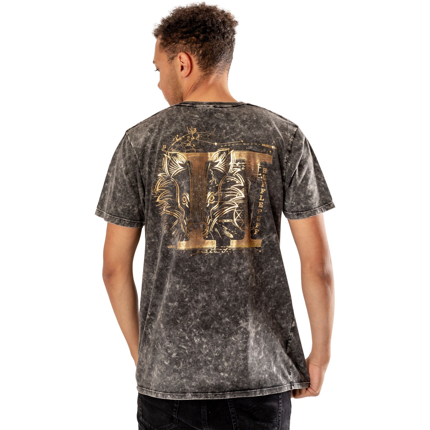Harry Potter Unisex Hufflepuff Acid Wash T-Shirt