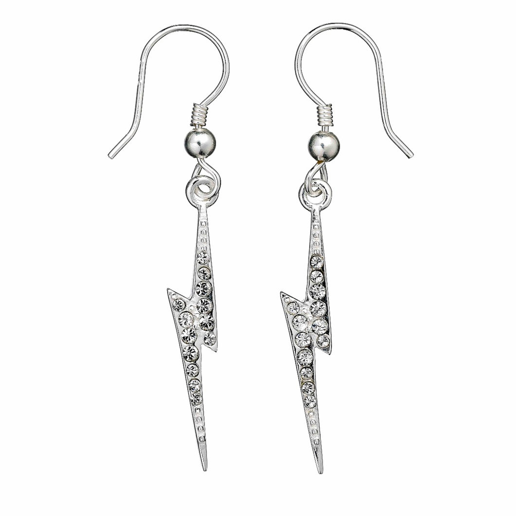 Harry Potter Lightning Bolt Drop Earrings with Crystal Elements