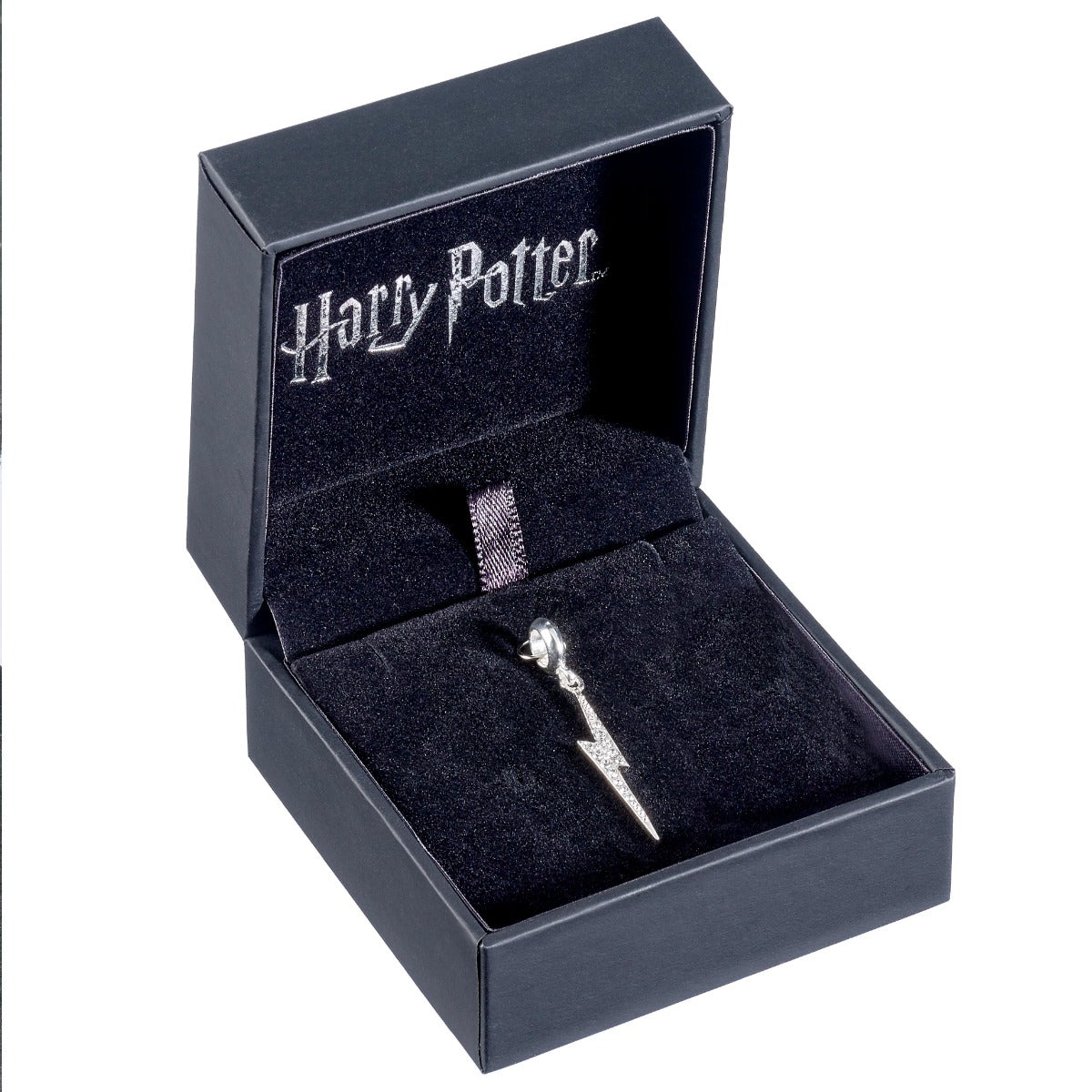 Harry Potter Sterling Silver Lightning Bolt Slider Charm With Crystal Elements