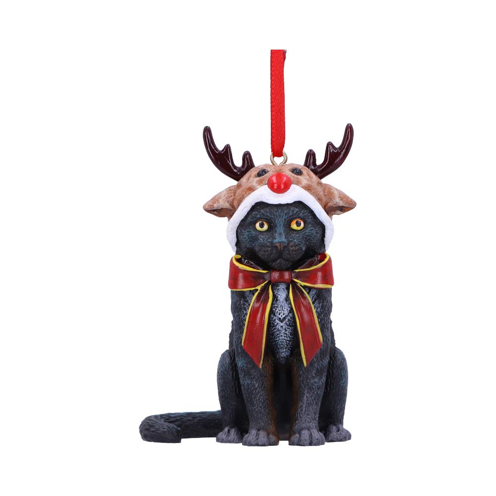 Reindeer Cat Hanging Ornament by Lisa Parker 9cm