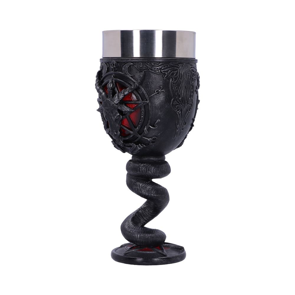 Side view of Baphomet Goblet with stainless steel insert