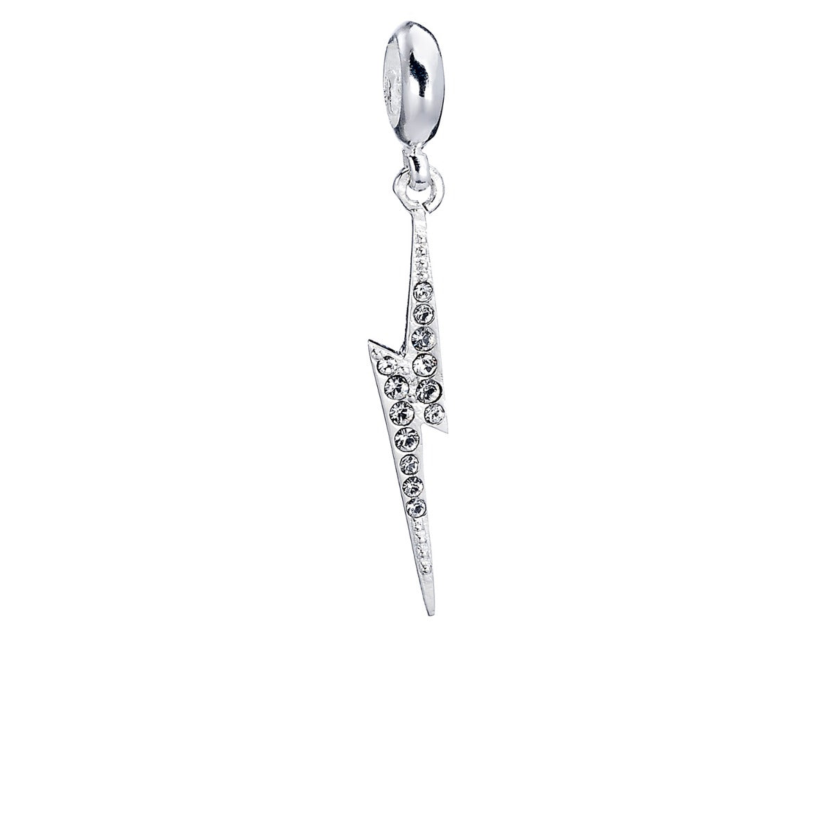 Harry Potter Sterling Silver Lightning Bolt Slider Charm With Crystal Elements
