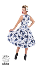 Load image into Gallery viewer, Hearts &amp; Roses Blue Rosaceae Swing Dress
