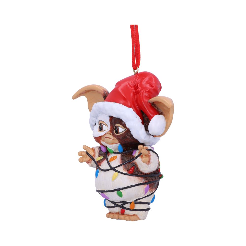 Side view of hand painted Gremlins Gizmo fairy lights ornament
