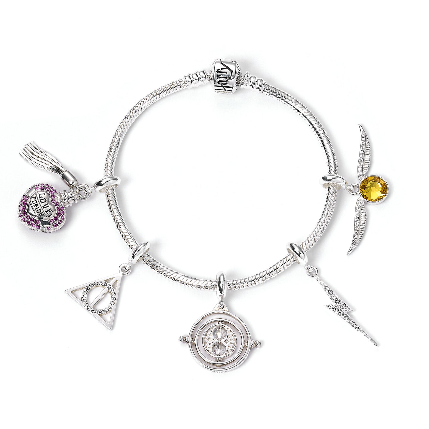 Harry Potter Sterling Silver Slider Charm Bracelet 19cm Medium