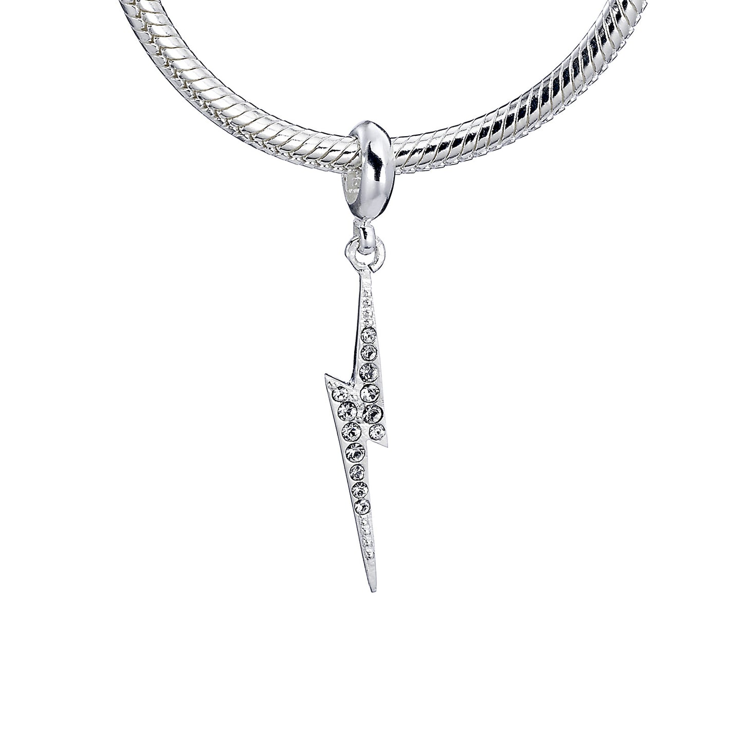 Harry Potter Sterling Silver Lightning Bolt Slider Charm With Crystal Elements
