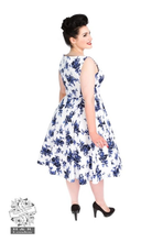 Load image into Gallery viewer, Hearts &amp; Roses Blue Rosaceae Swing Dress
