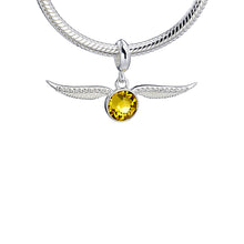 Load image into Gallery viewer, Harry Potter Sterling Silver Golden Snitch Slider Charm with Crystal Elements
