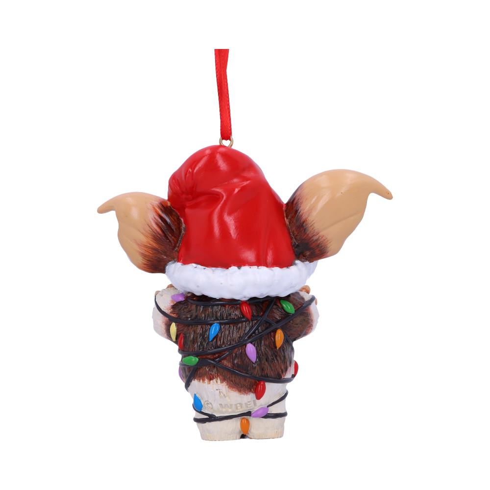 Back view of the Gremlins™ Gizmo™ in Fairy Lights Hanging Ornament showing colourful fairy lights and hand-painted finish
