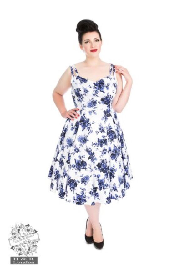 Hearts & Roses Blue Rosaceae Swing Dress