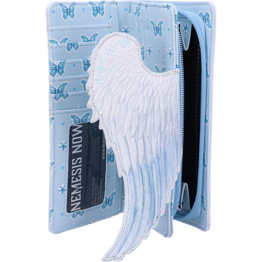 White Angel Wings Embossed Purse 18.5cm