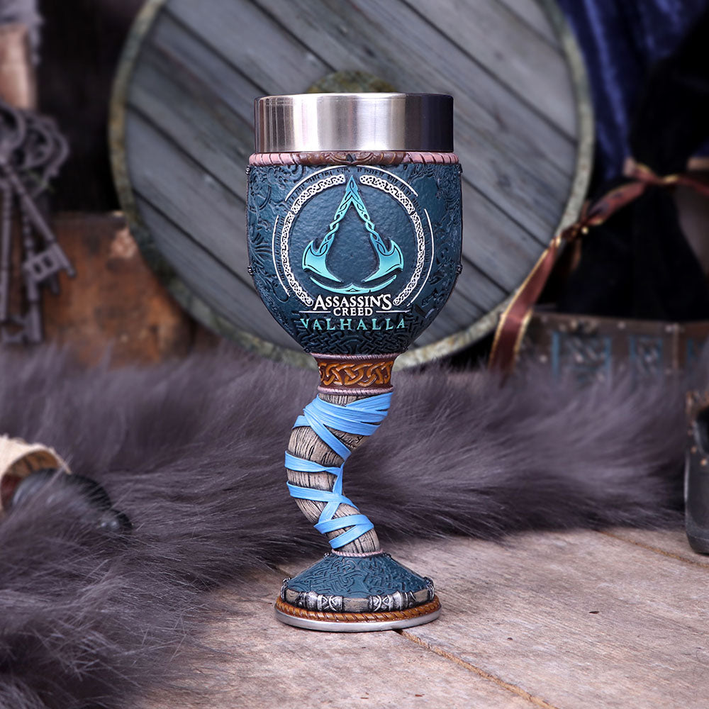 Hand-painted Assassin's Creed Viking goblet display